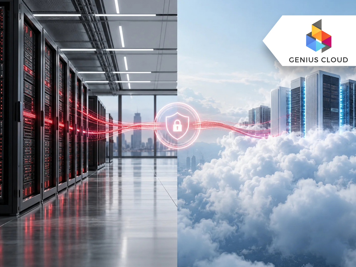 Private Cloud ve Public Cloud ortamlarını güvenli bağlantıyla birleştiren Hybrid Cloud mimarisi